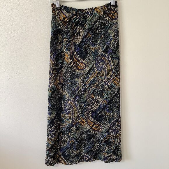 Choices Whimsigoth Boho Hippie Dark Paisley Ruffle Stretchy Midi Fairy Skirt PL - Picture 4 of 12